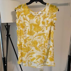 CAbi sunrise yellow floral flowy blouse in size medium